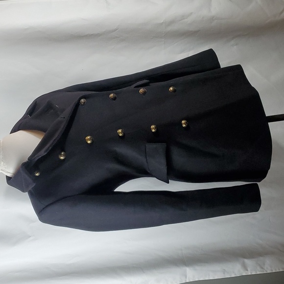 Zara Woman black double breasted buttoned pea coat on a size Medium - Picture 6 of 8